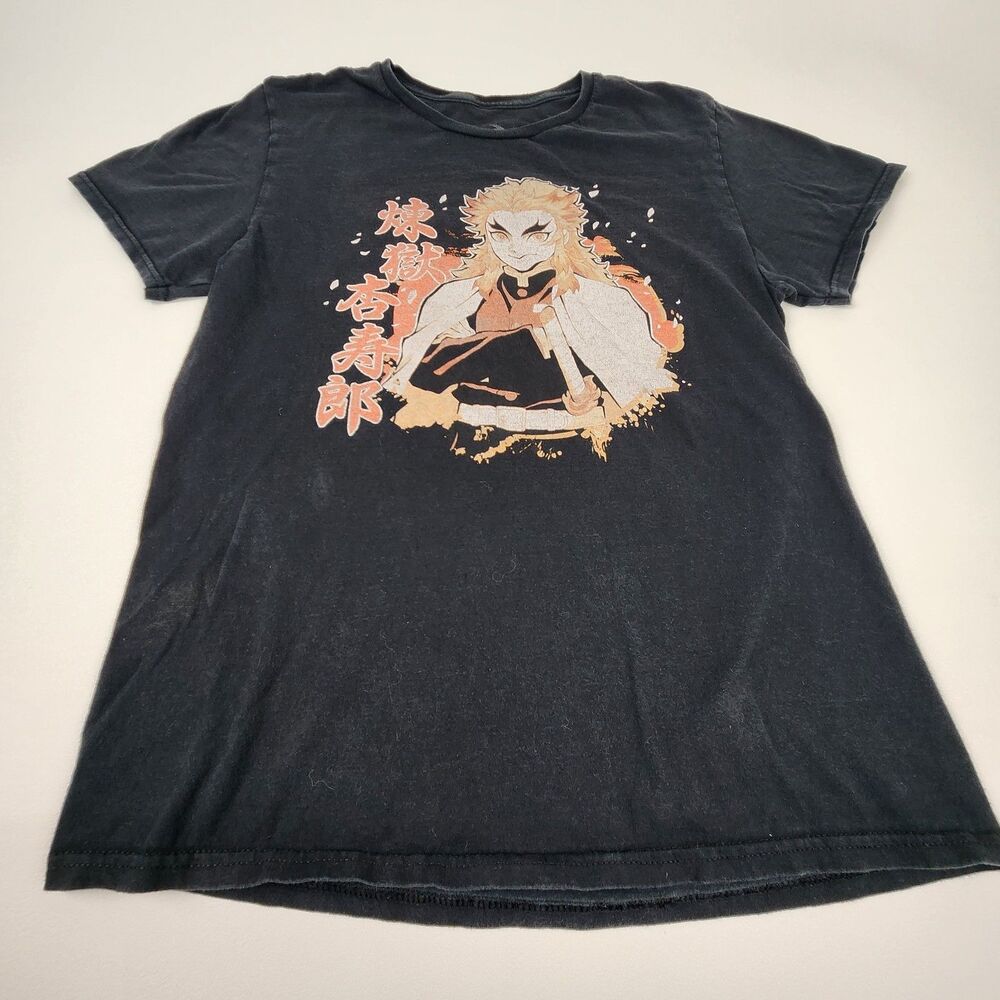 Demon Slayer Kyojuro Rengoku Graphic T Shirt Black Medium Anime Manga